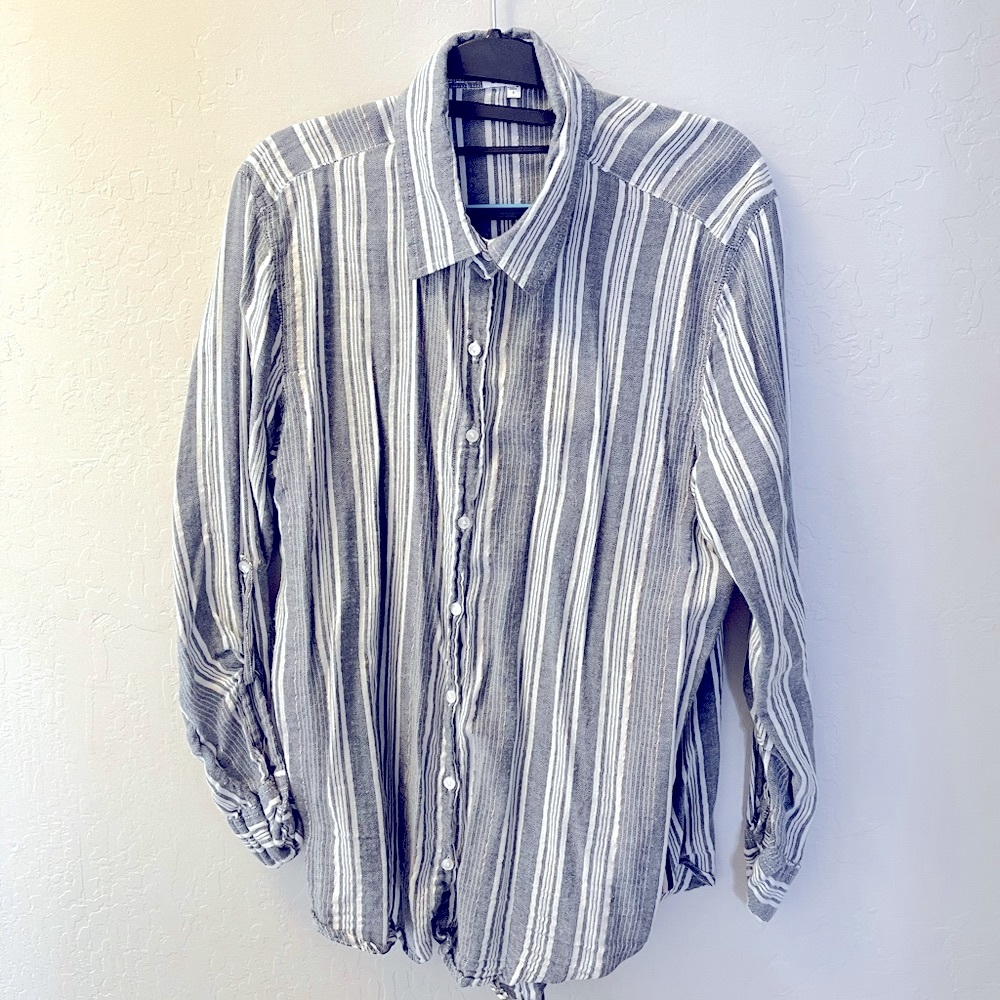 Blue & white striped shirt with slight shimmer